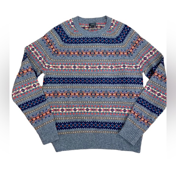 SOLD OUT J. Crew Fair Isle LambsWool Crewneck Sweaters bundle of two sweaters M - Picture 4 of 16